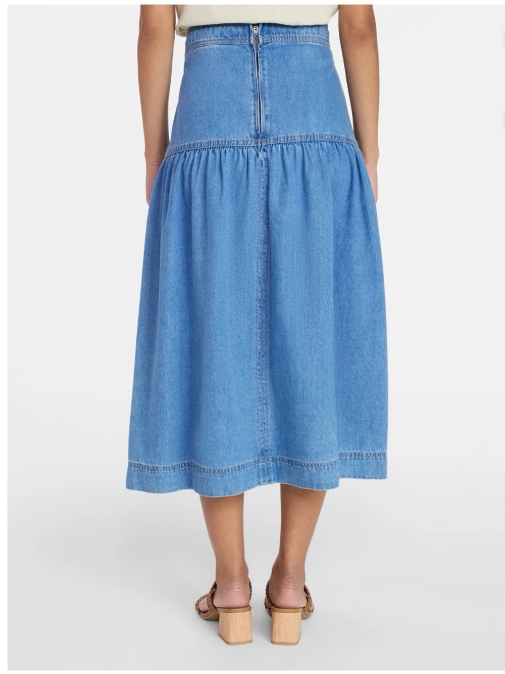 NWT Time and Tru Light Blue Denim Midi Skirt - Picture 5 of 6